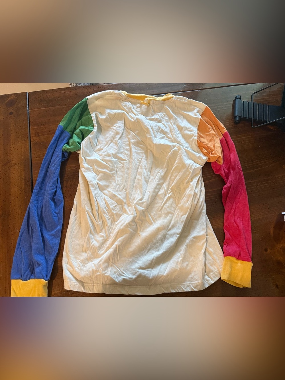 Multi-Color Raglan Long Sleeve Tee - White Body - Picture 3 of 3